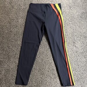 Noli yoga Black Leggings with Orange and yellow Stripes